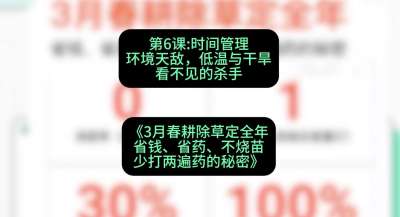 第6节：时间管理环境天敌，低温与干旱&mdash;&mdash;看不见的杀手，课程：《3月春耕除草定全年：省钱、省药、不烧苗、少打两遍药的秘密》